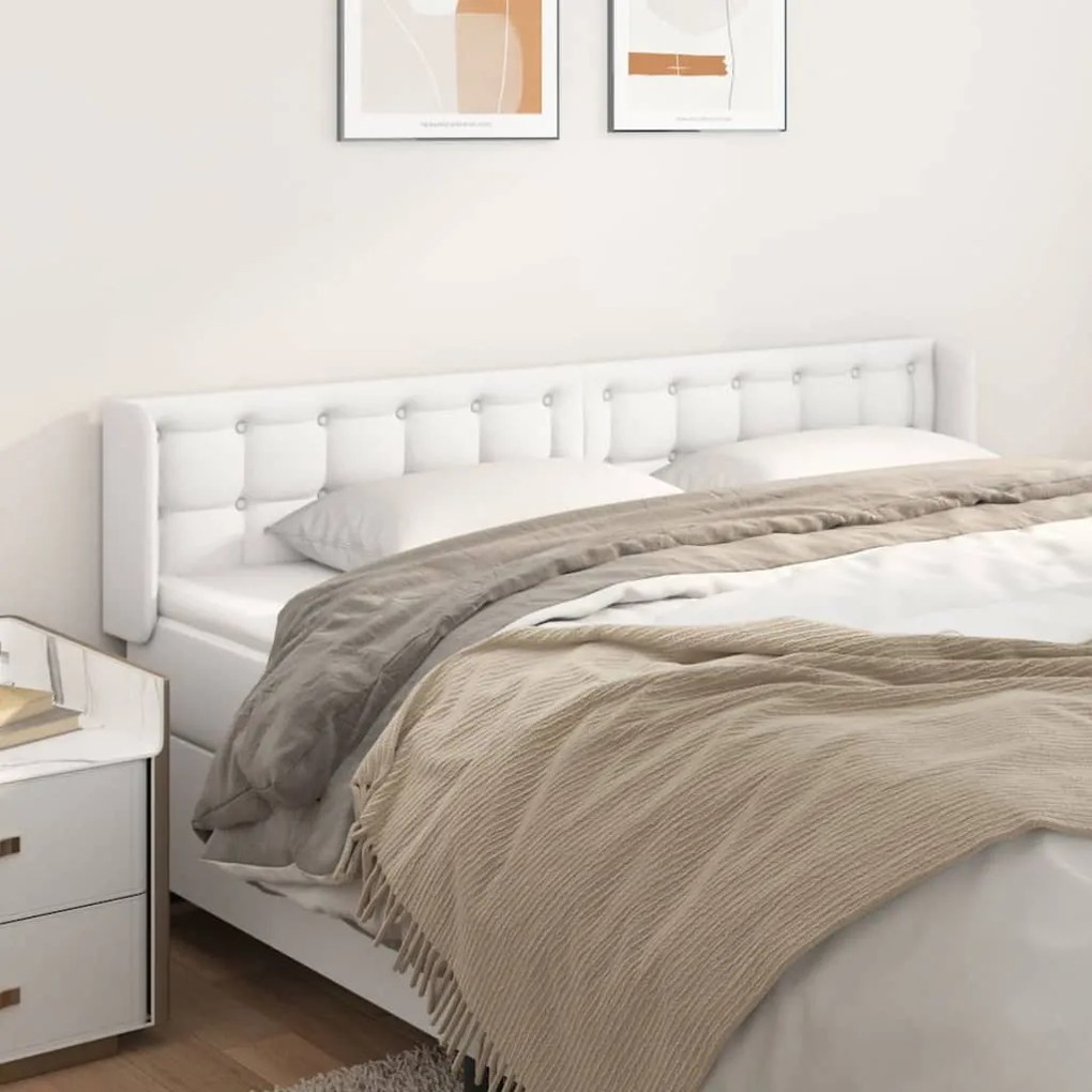 Cabeceira cama c/ abas couro artificial 183x16x78/88 cm branco