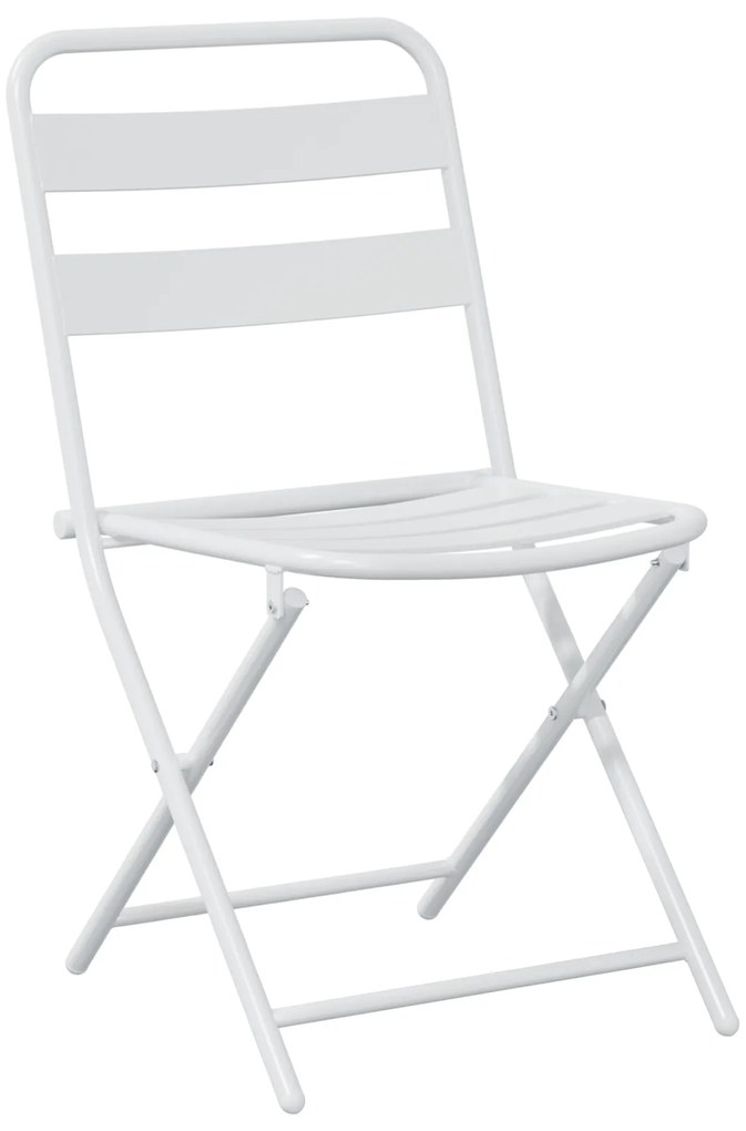 Conjunto Bistro Dobrável 3 Peças Branco Aço