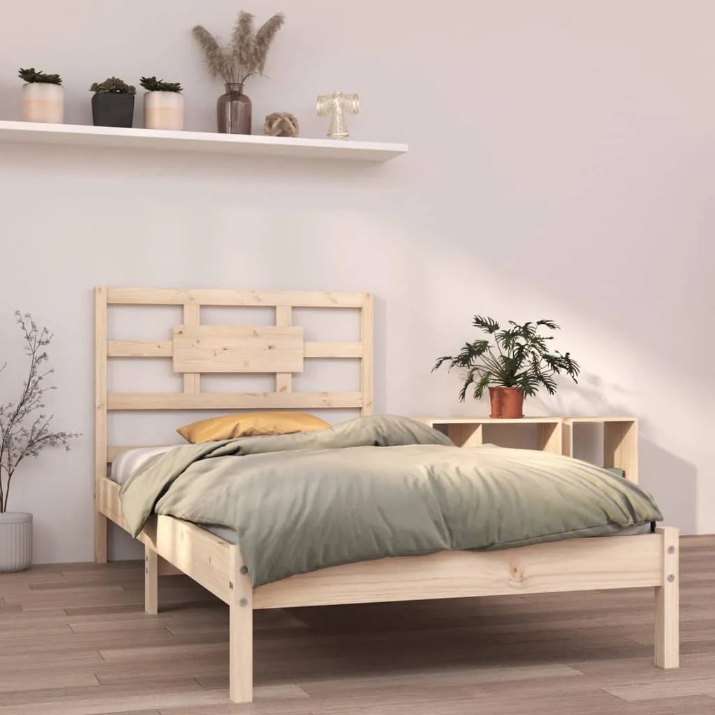 vidaXL Estrutura de cama solteiro 90x190 cm madeira maciça