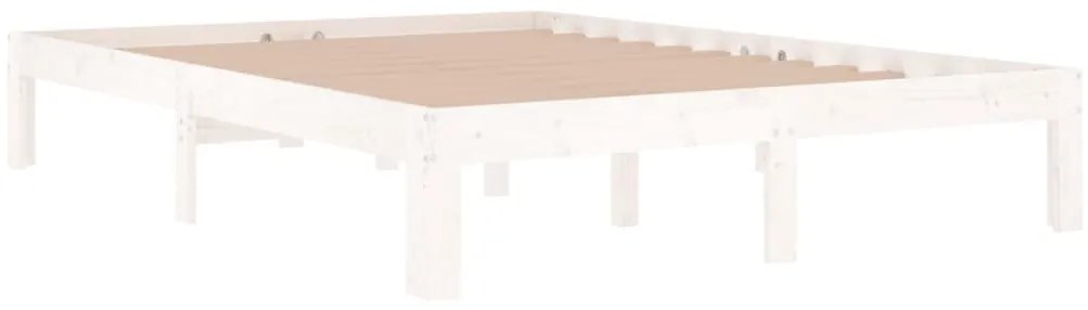 Estrutura de cama casal 135x190 cm madeira maciça branco