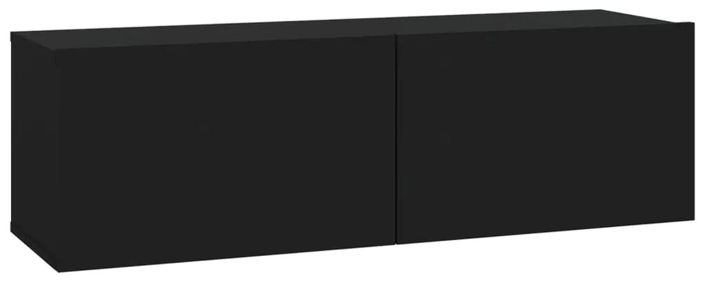 Móveis de TV p/ parede 2pcs 100x30x30cm derivados madeira preto