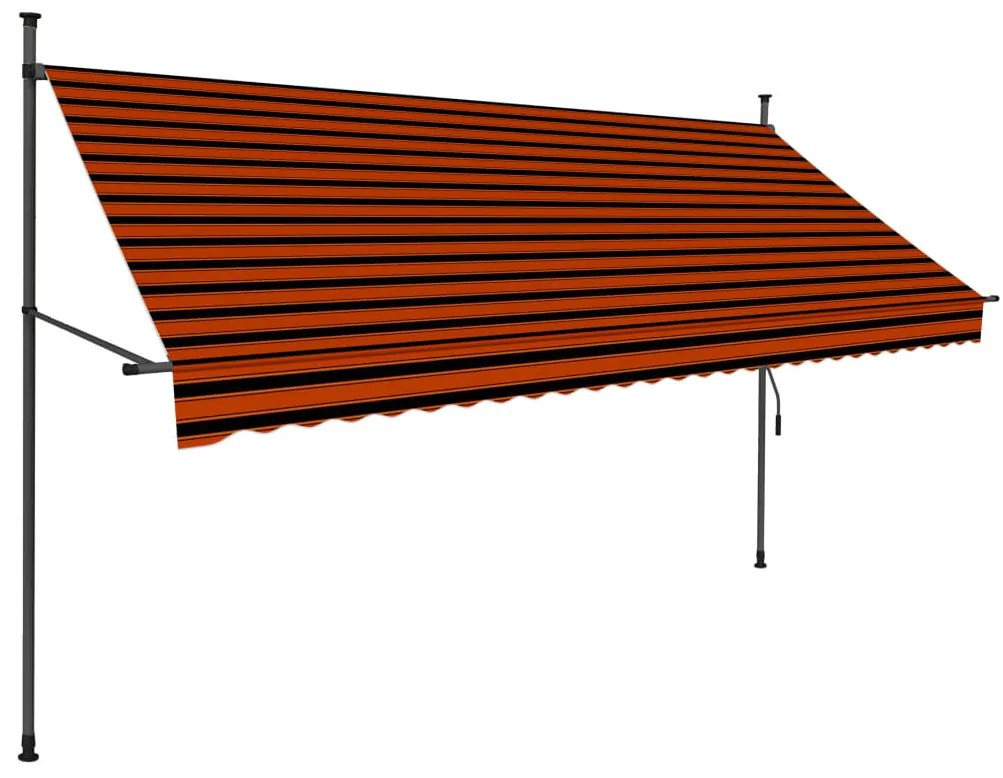 Toldo retrátil manual com LED 300 cm laranja e castanho