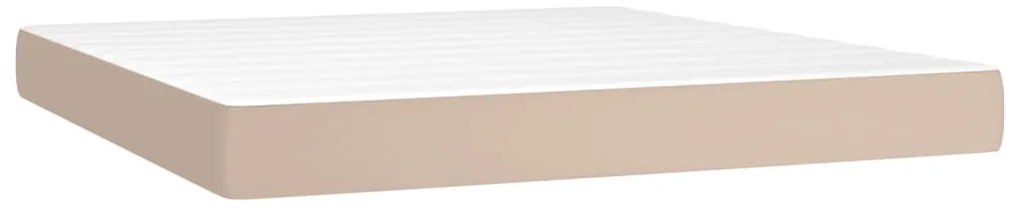 Cama box spring c/colchão/LED 180x200cm couro artif. cappuccino