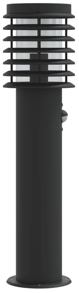 Candeeiro chão exterior c/ sensor 3 pcs 60cm aço inox. preto