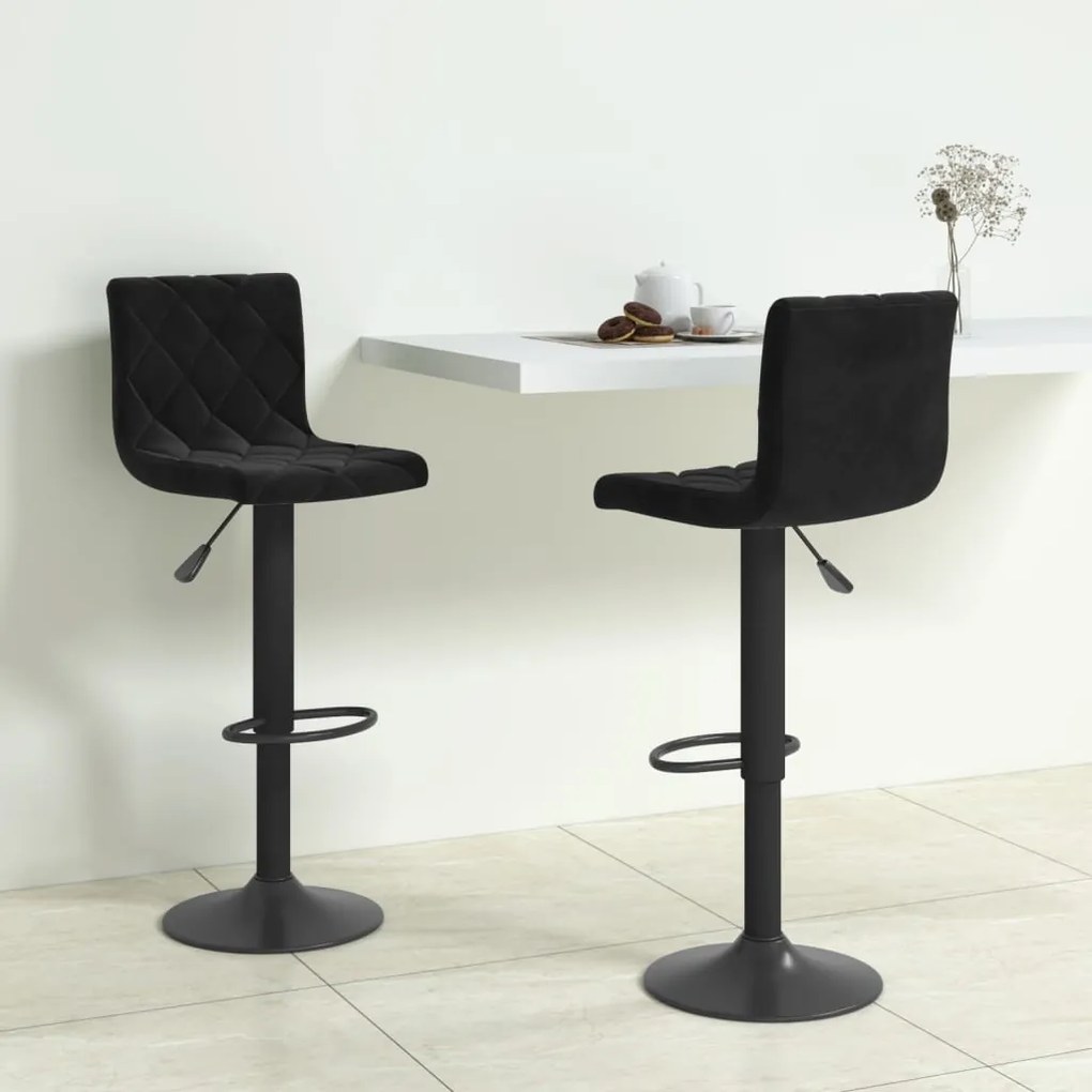 vidaXL Bancos de bar 2 pcs veludo preto