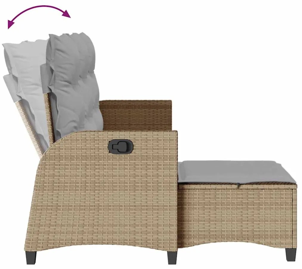 3 pcs conjunto sofás de jardim com almofadões em L vime PE bege