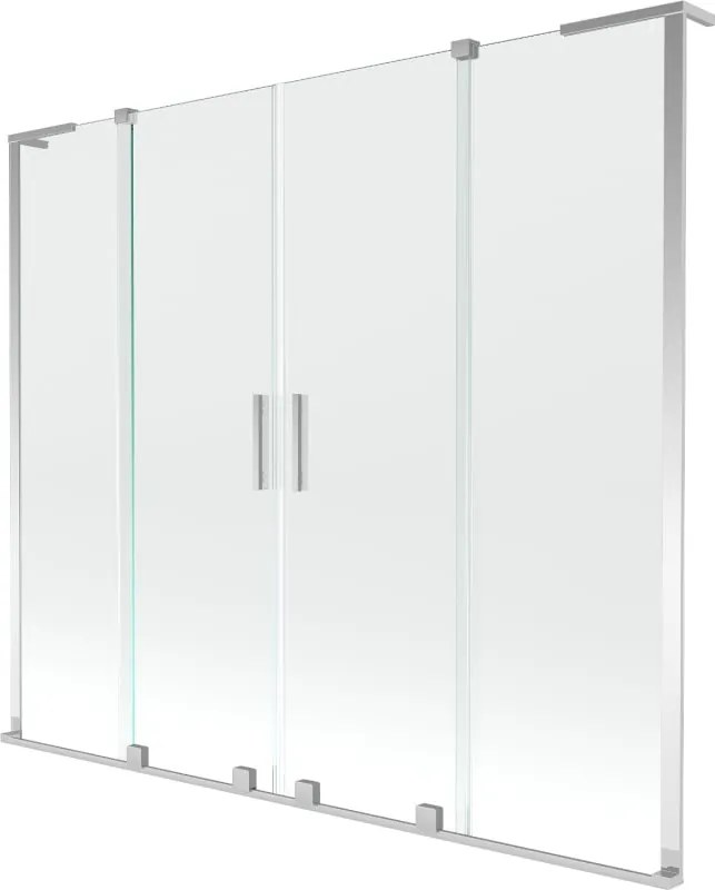 Mexen Velar L Duo resguardo de banho de 2 painéis deslizantes 180 x 150 cm, transparente, cromado - 896-180-003-02-01