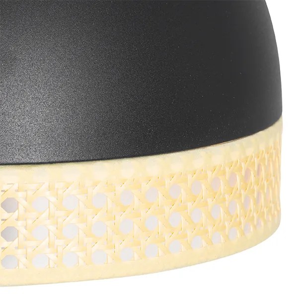 Candeeiro de pé oriental preto com vime 30 cm - Magna Rattan Oriental