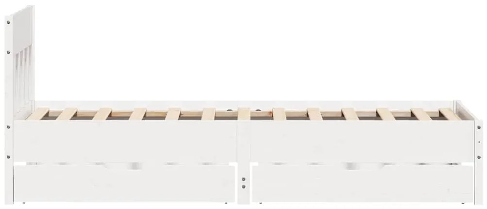 Cama sem colchão 100x200 cm madeira de pinho maciça branco