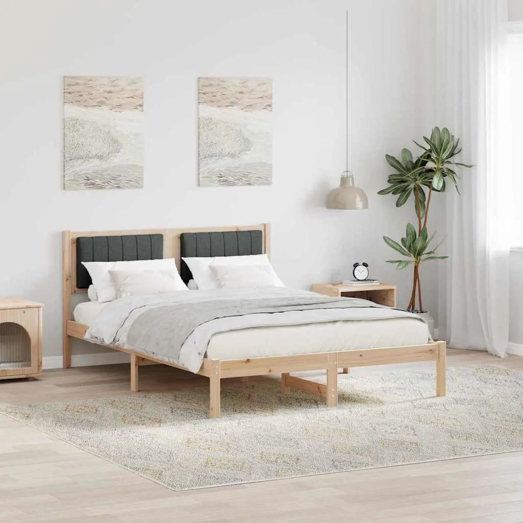 vidaXL Estrutura de Cama com Cabeceira Estofada Cinza Escuro