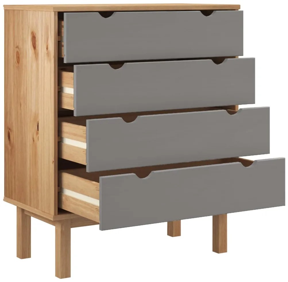 Armário gavetas OTTA 76,5x39,5x90cm pinho maciço castanho/cinza