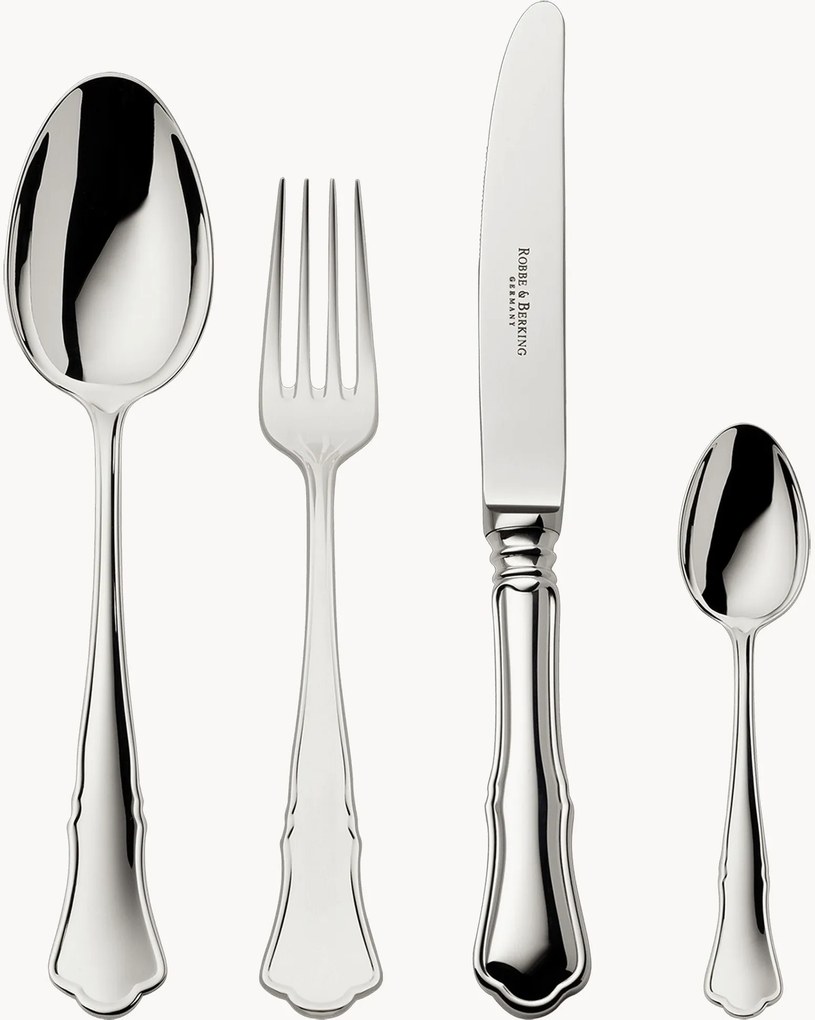 Conjunto de talheres artesanais muito polidos Alt-Chippendale, vários tamanhos