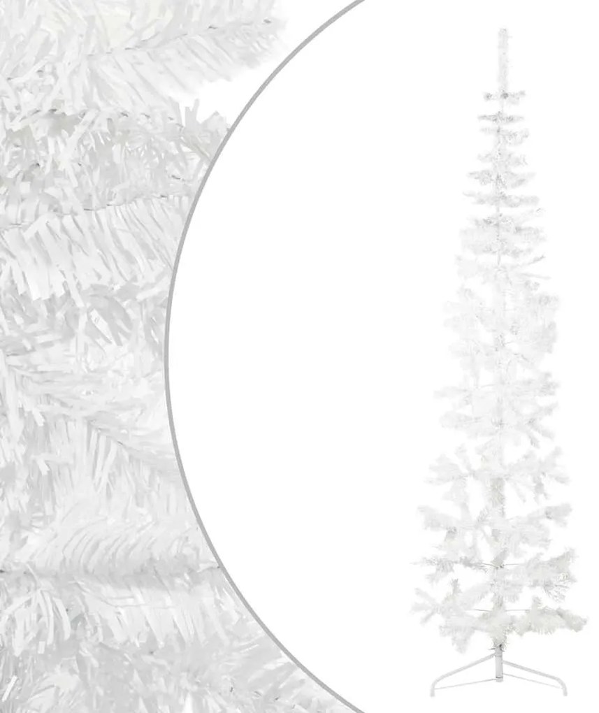 Meia árvore de Natal fina com suporte 240 cm branco