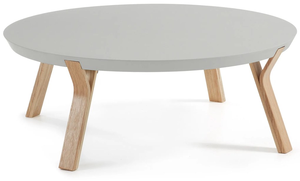 Kave Home - Mesa de centro Dilos Ø 90 cm cinzento e freixo