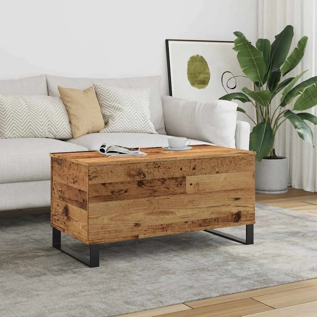 vidaXL Mesa de centro 90x44,5x45 cm derivados de madeira madeira velha