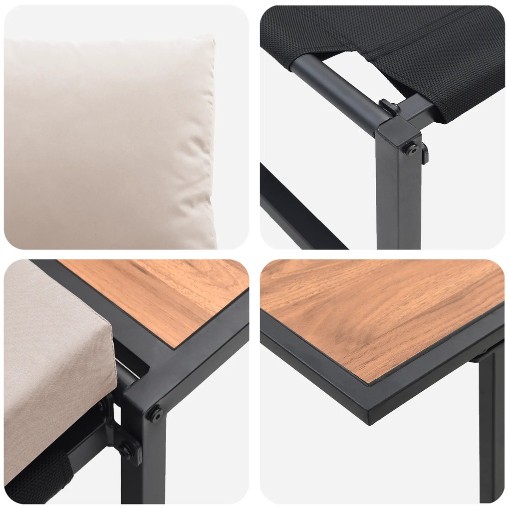 Conjunto de Jantar de Jardim com 2 Peças Cadeira Individual com Almofa