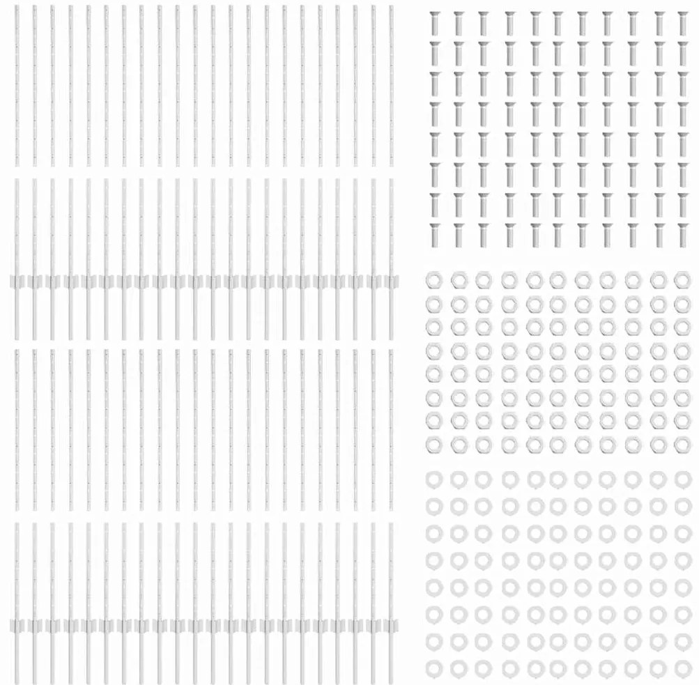 Postes de Cerca Prata 44 pcs Prateado 100 x 1.2 cm