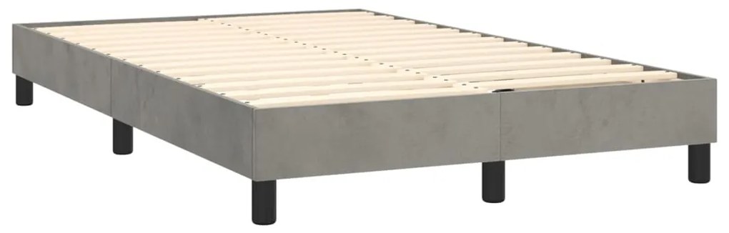 Cama box spring c/ colchão/LED 120x200 cm veludo cinzento-claro