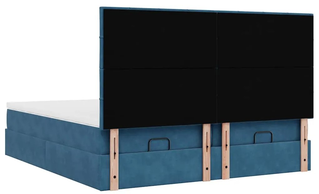 Estrutura cama otomana colchões 180x200 cm veludo azul escuro