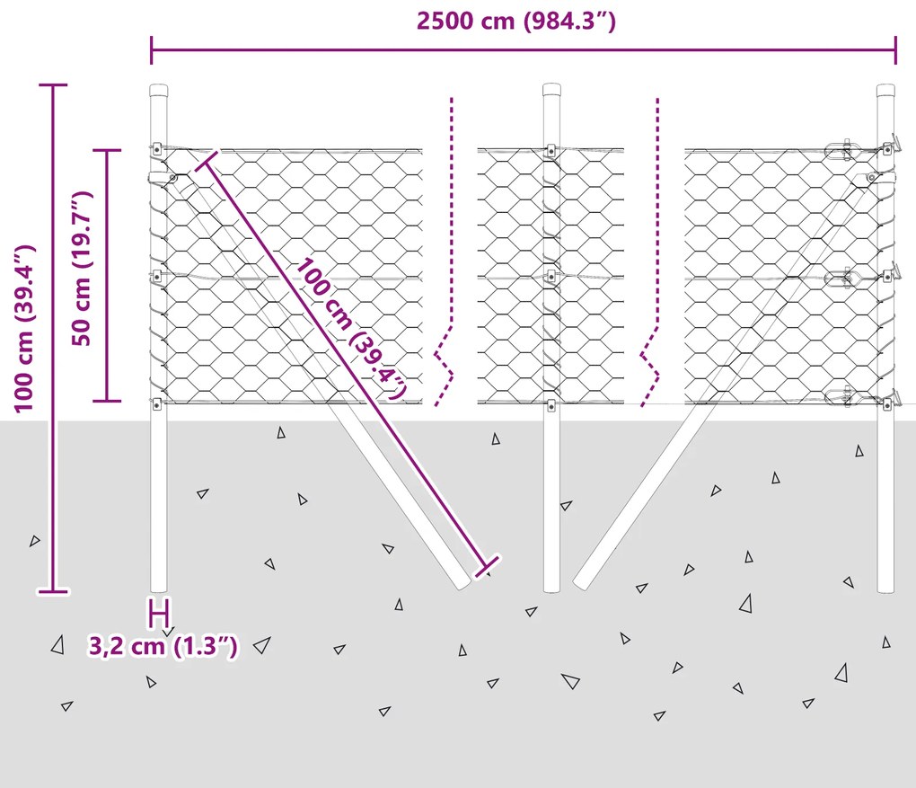 Conjunto de Cercas Conjunto de 2 Aço Galvanizado