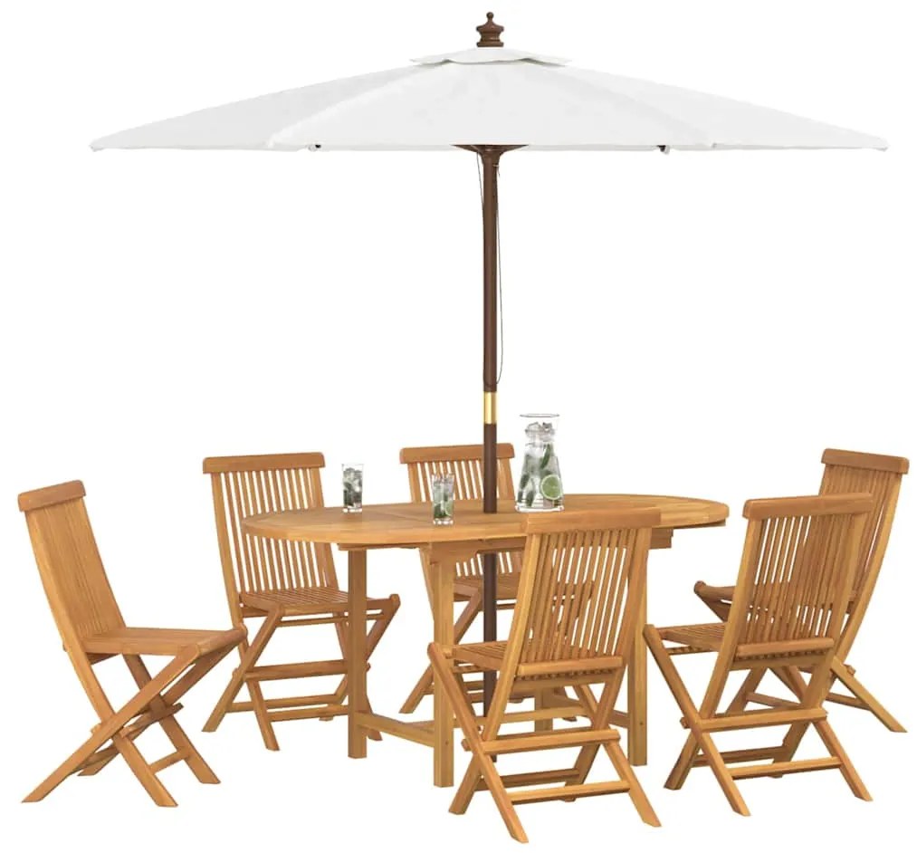 Conjunto de Jantar de 7 Peças Jardim Madeira Maciça Teca