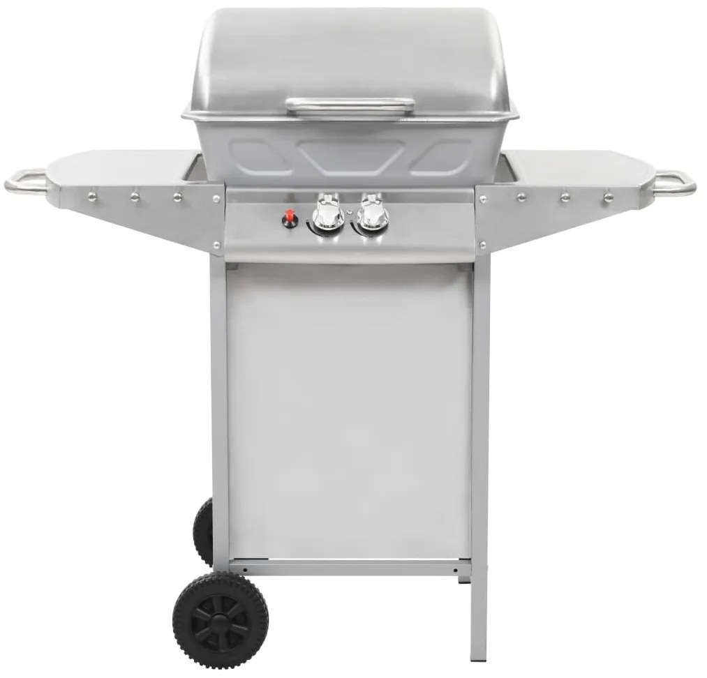 Grelhador a gás com 2 zonas de cozinhar aço inoxidável prateado