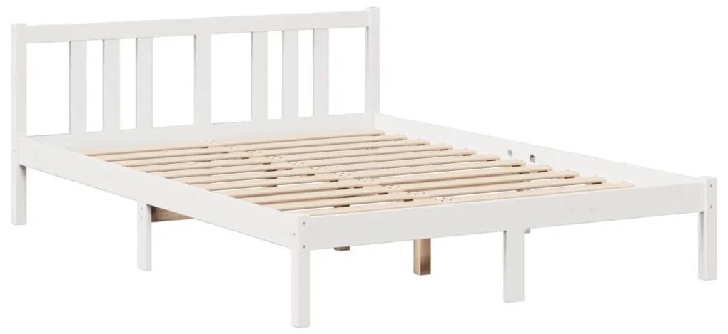 Cama com estante sem colchão 140x200 cm pinho maciço branco