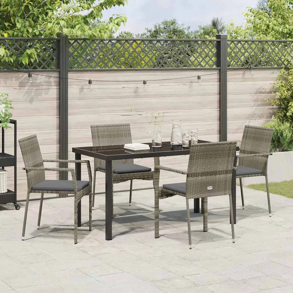 Conjunto de 4 Cadeiras de Jardim 5 pcs Cinzeto 140 x 70 x 73 cm