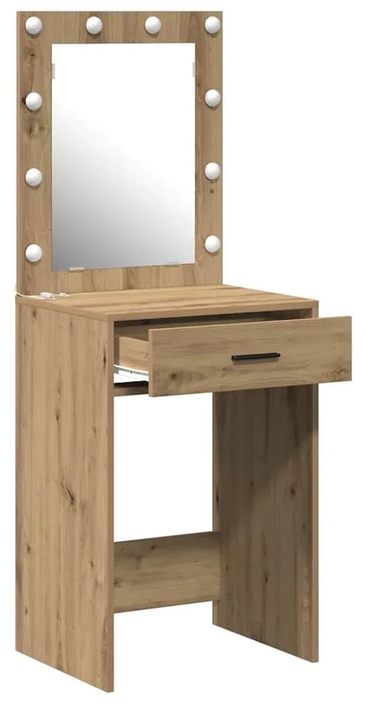 Mesa de Maquilhagem com Luzes LED Carvalho Artesanal 50x41x135 cm
