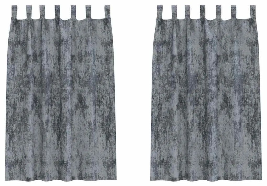 Cortinas de Veludo 2 peças com Ilhós Cinza Prata 175x140 cm