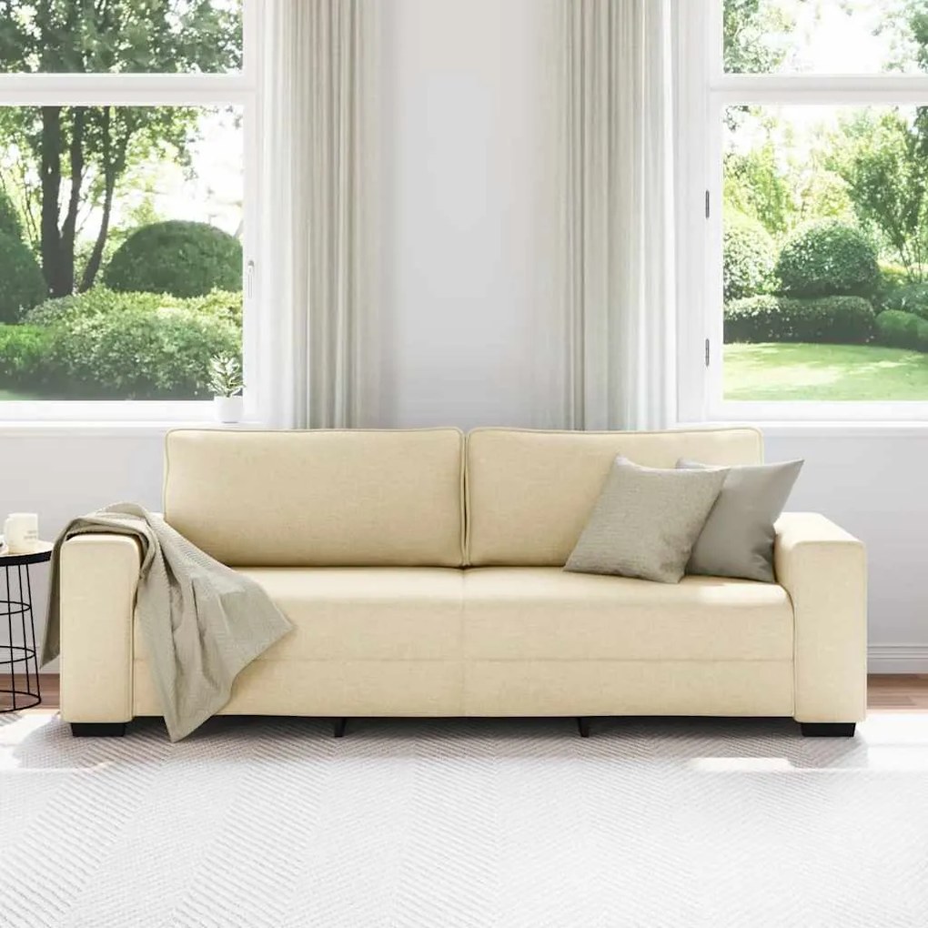 Sofá de 3 lugares tecido 180 cm cor creme