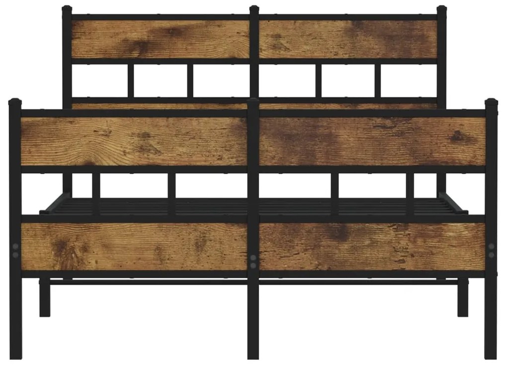 Estrutura de cama sem colchão 120x190 cm metal carvalho fumado