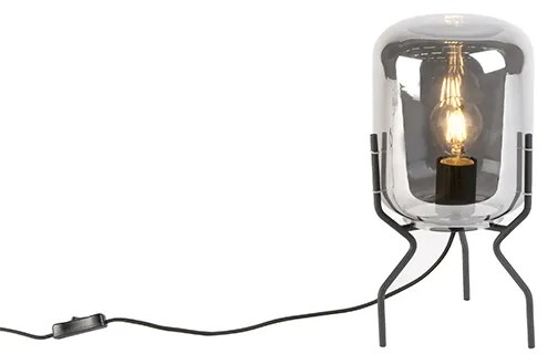 LED Candeeiro de mesa design inteligente preto com vidro fumê incl. wifi A60 - Bliss Design