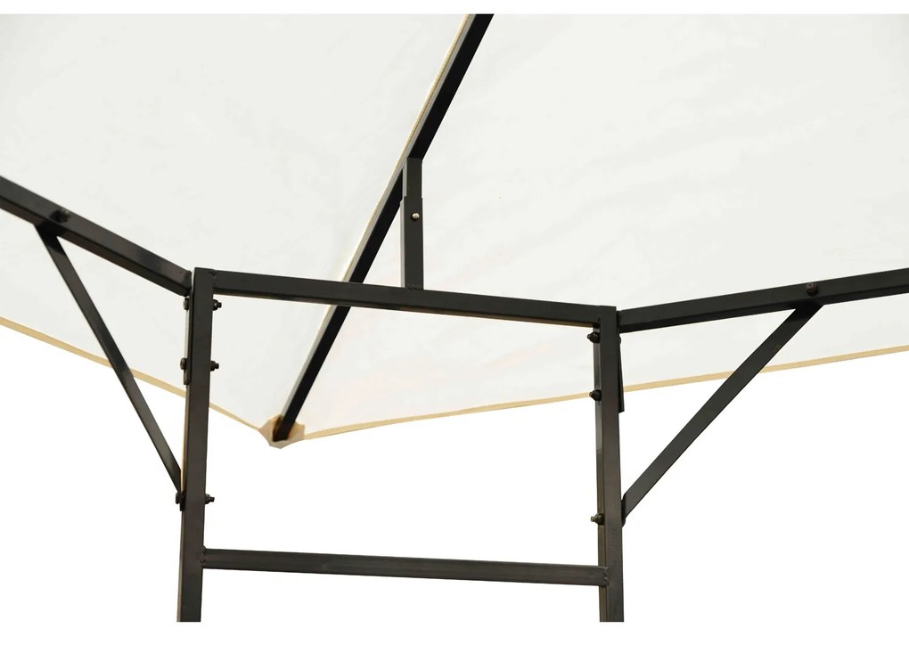 Tenda para Jardim ou Terraço - Cor Creme - Aço e Poliéster - 3x3x2,6 m