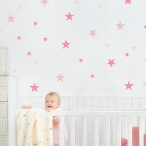Estrelas cor-de-rosa - autocolantes de parede para menina