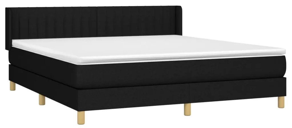 Cama com molas/colchão 160x200 cm tecido preto