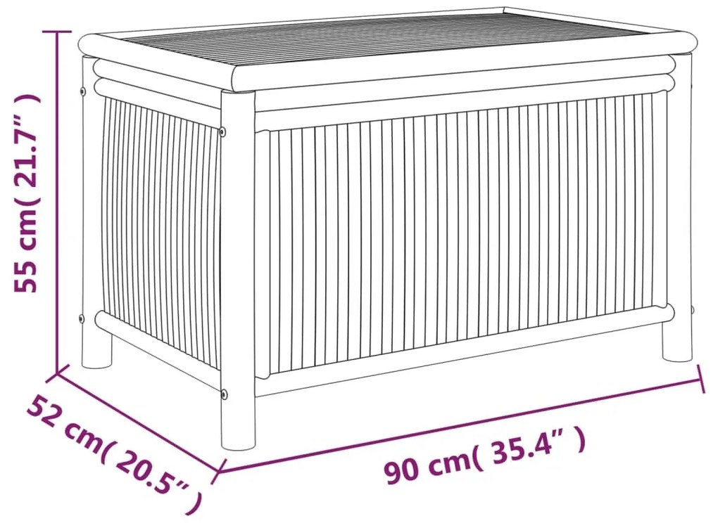 Caixa de arrumação para jardim 90x52x55 cm bambu