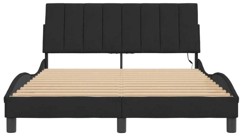 Estrutura de cama c/ luzes LED 140x190 cm veludo preto