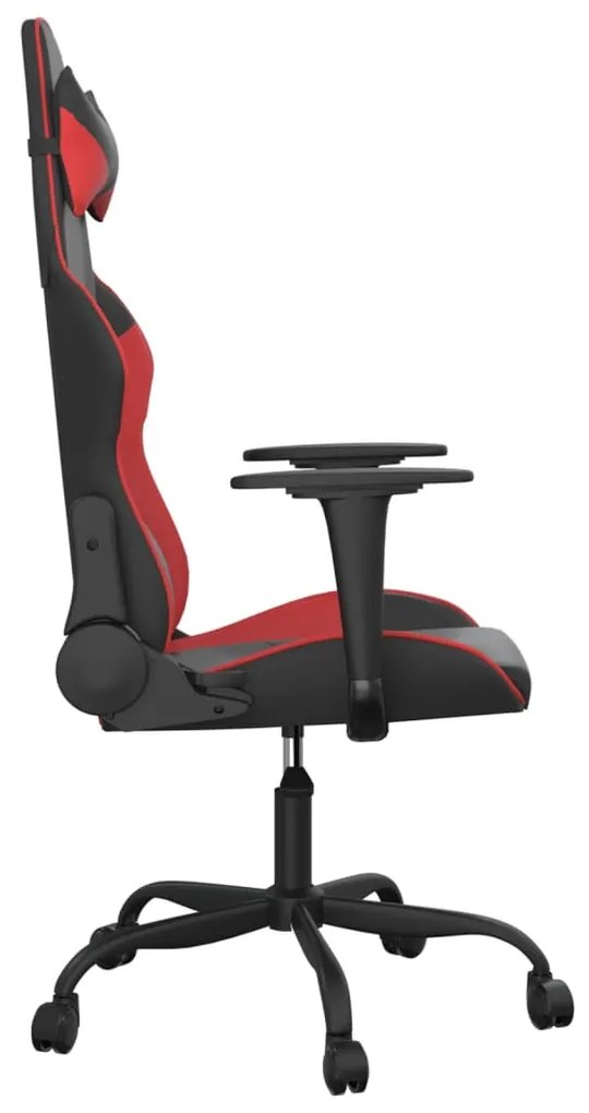 Cadeira gaming massagens couro artificial preto e vermelho