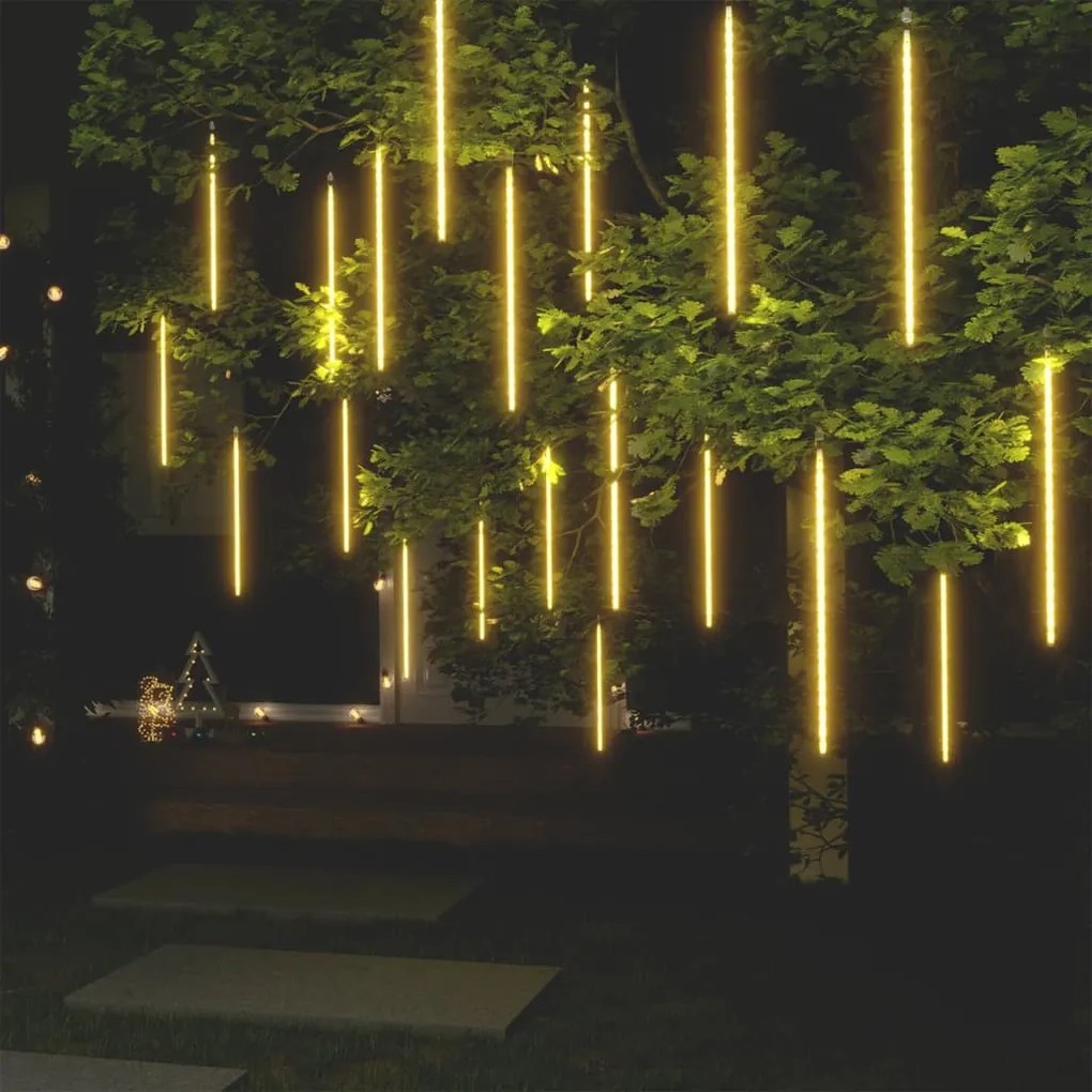 vidaXL Luzes meteoro 20 pcs 50cm 720 luzes LED int./ext. branco quente