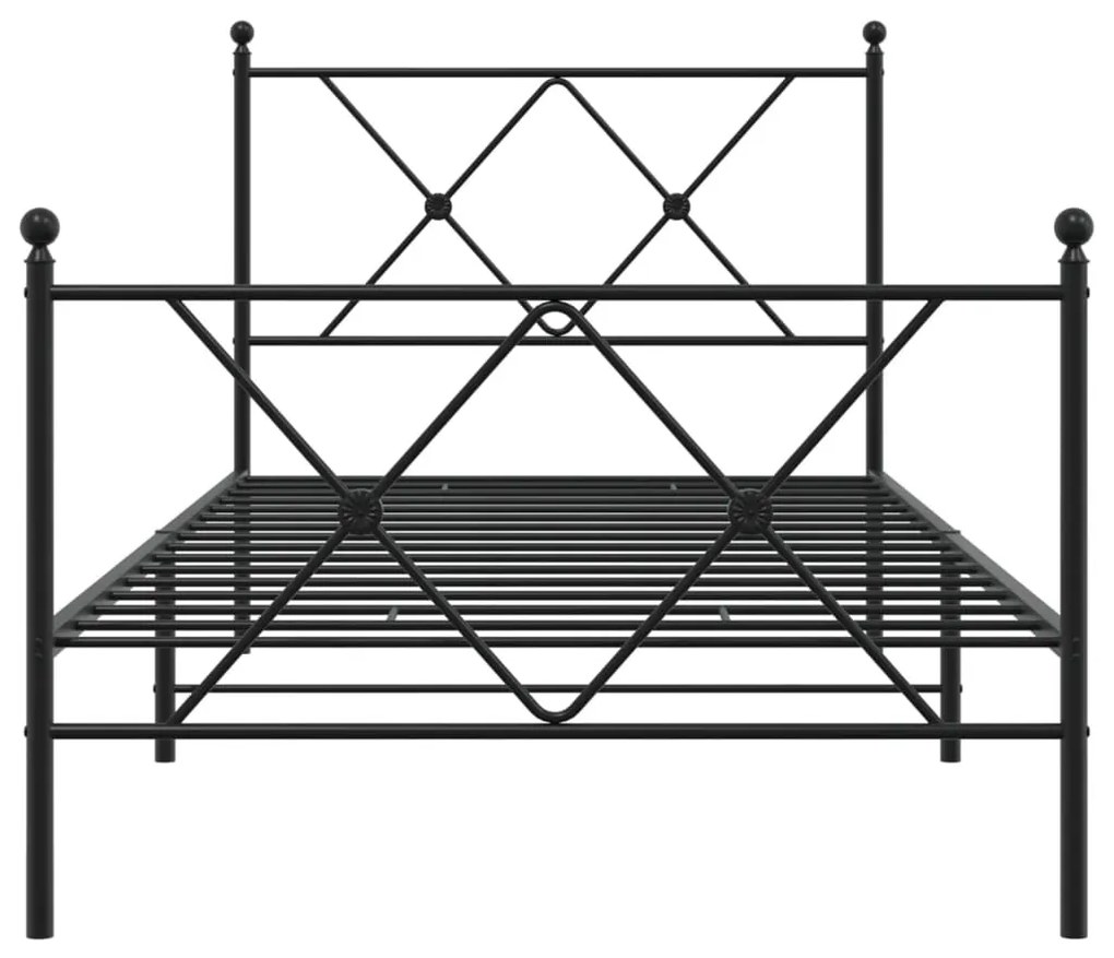 Estrutura de cama com cabeceira e pés 90x190 cm metal preto