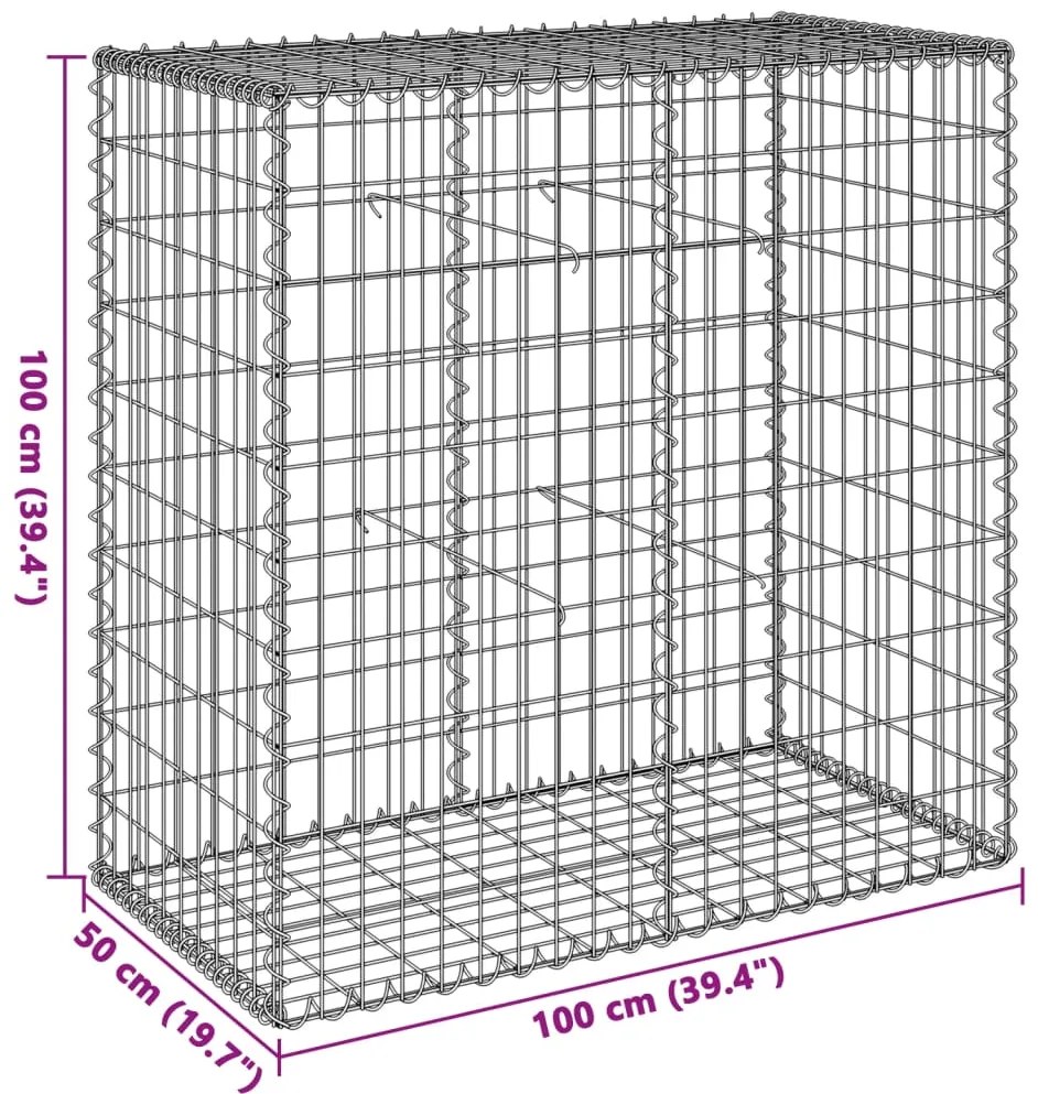 Cesto gabião com cobertura 100x50x100 cm ferro galvanizado