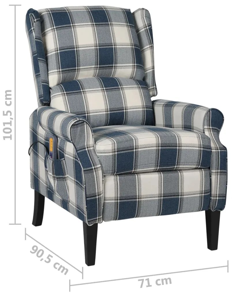 Poltrona de massagens reclinável tecido azul