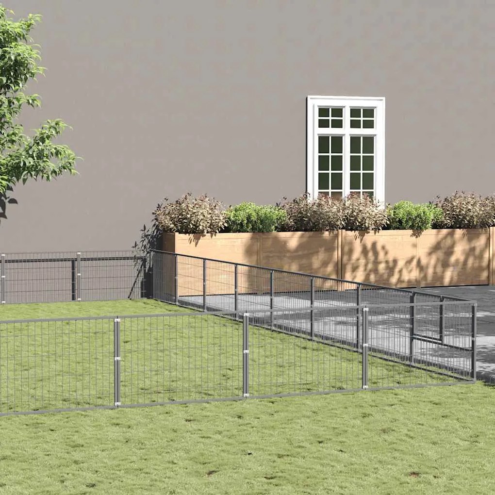 vidaXL Canil para cães 72 m² aço prateado