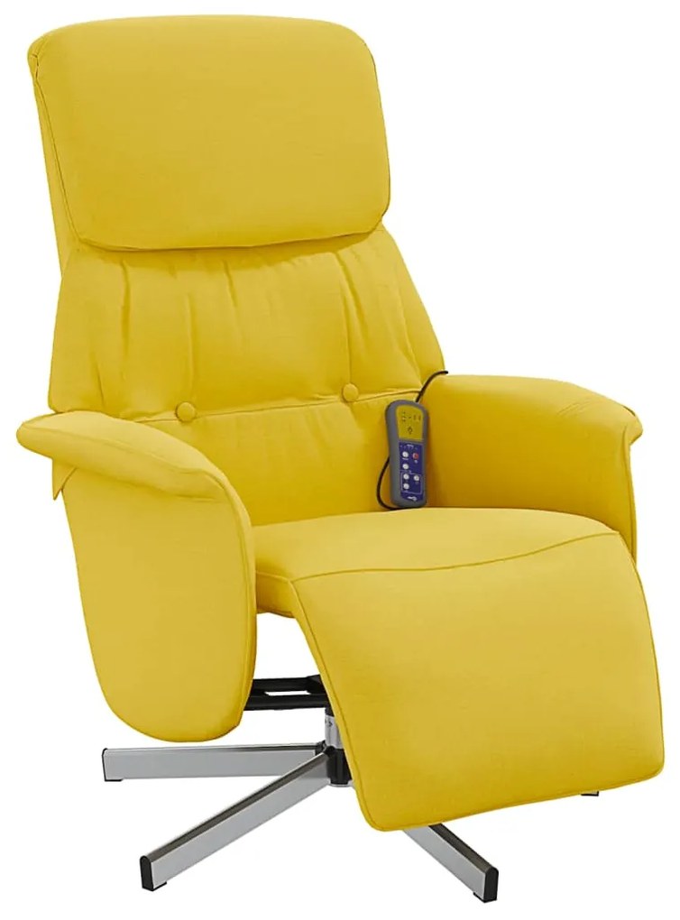 Cadeira de massagens reclinável c/ apoio de pés tecido amarelo