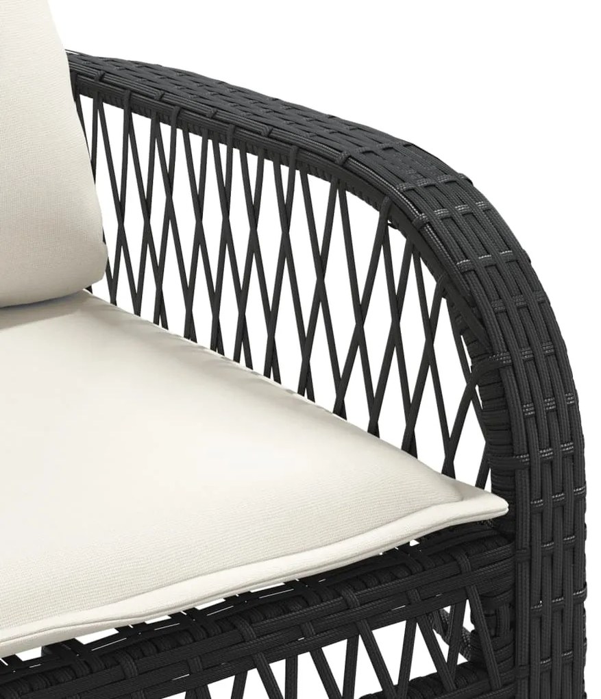 4 pcs conjunto de sofás para jardim c/ almofadões vime PE preto