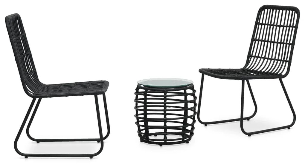 3 pcs conjunto bistrô vime PE preto