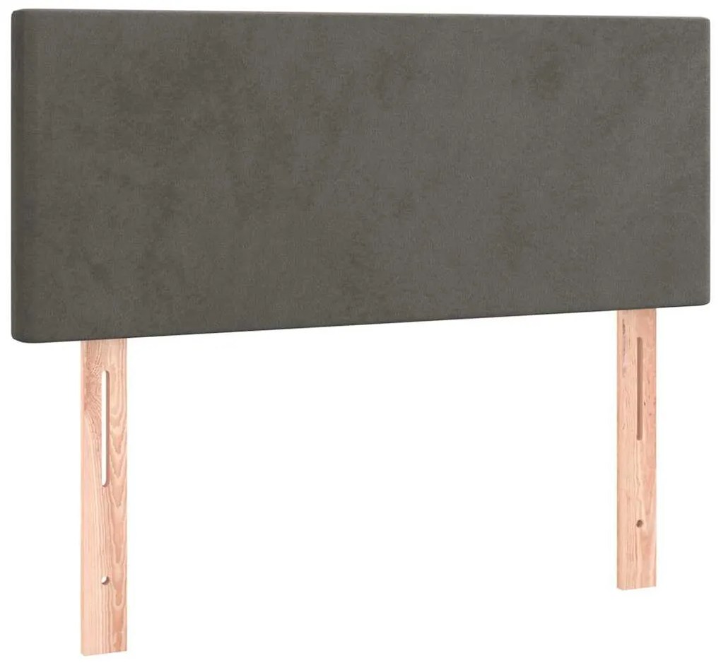 Cama box spring colchão LED 120x190cm couro artif. cinza-escuro