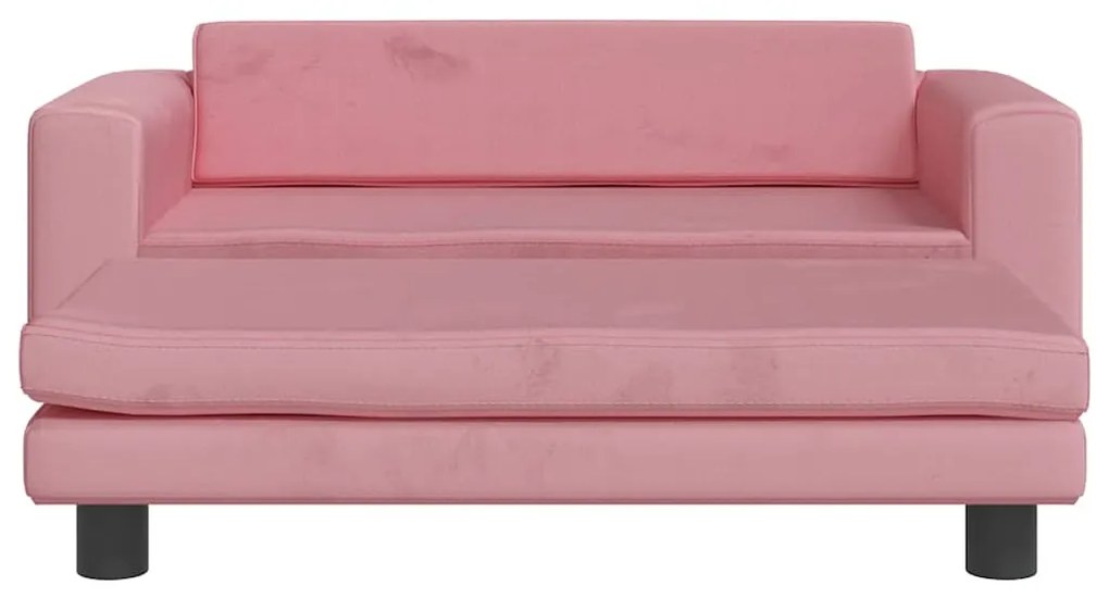Sofá infantil com apoio de pés 100x50x30 cm veludo rosa