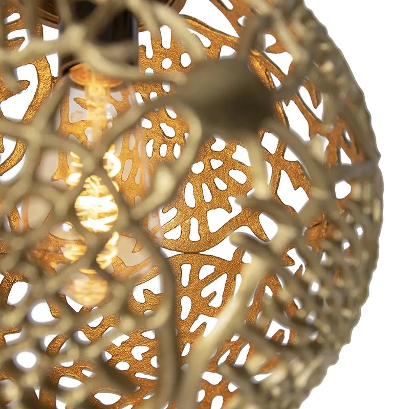 Candeeiro de suspensão Art Deco dourado redondo 3 luzes - Maro